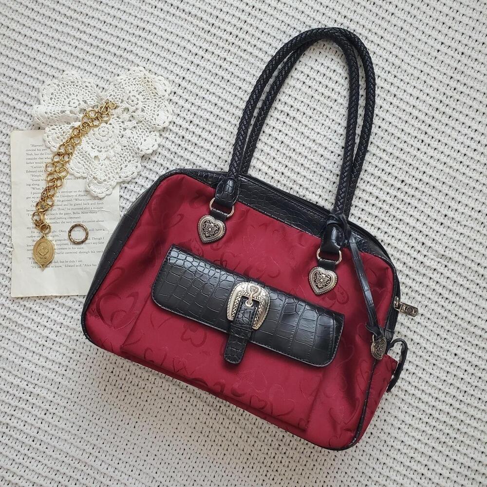 Y2k style red and black heart shouldet bag